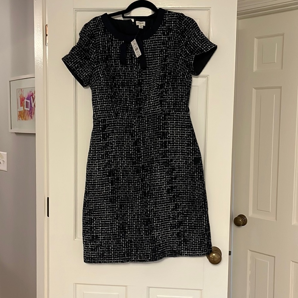 Beautiful navy tweed short sleeve J Crew Dress